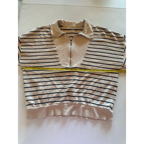 018 LOFT Women's Striped Quarter-zip Pullover Navy Cream Sweatshirt Sz M - Picture 6 of 6